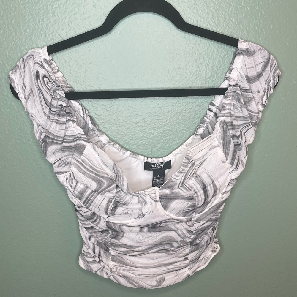 Marble Black And White Crop Top